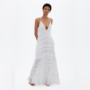 Jonathan Simkhai Rosalinda Chiffon Dress in White Sz 4